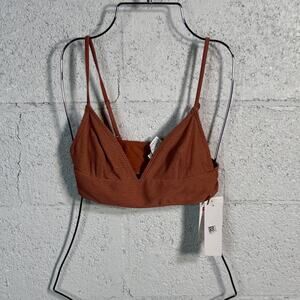 Roxy Juniors' Coconut Crew Ribbed Tank Bikini Top, cedar wood small